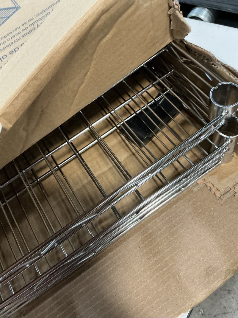 Condition photo showing New/Like New for style selections steel 3-tier utility shelving unit (23-in w x 13.4-in d x 30.5-in h), chrome, (160-lb capacity per shelf)