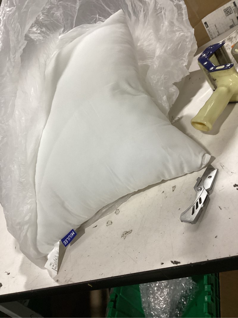 Condition photo showing Good Condition for miulee 18x18 pillow inserts pack of 2, throw pillow inserts with 100% cotton cover, square decorative pillow inserts for sofa bed couch bench 18x18 inch