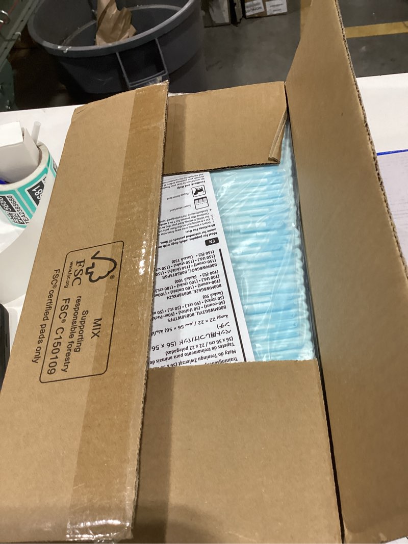 Condition photo showing New/Like New for Amazon Basics Dog and Puppy Pee Pads, 5-Layer Leak-Proof Super Absorbent, Quick-Dry Surface, Potty Training, Regular (22x22"), 100 Count, Blue & White Regular (100 Count)