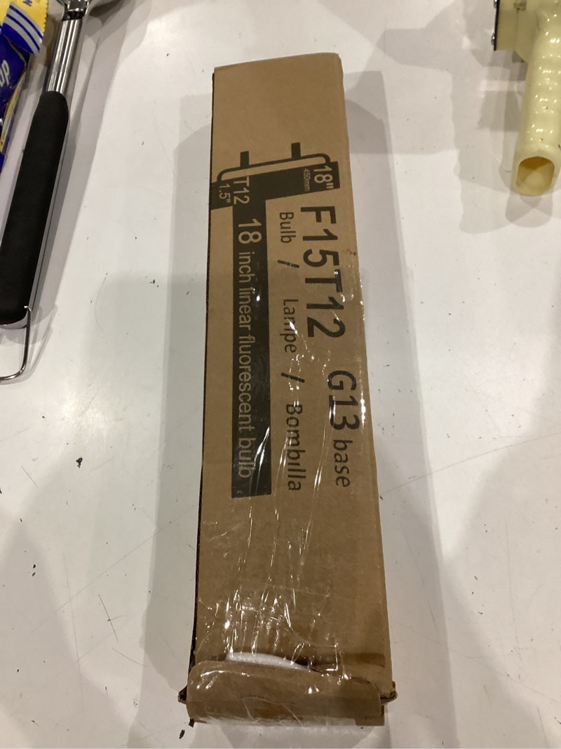 Condition photo showing New/Like New for 2pack f15t12-cw cool white 15watt fluorescent light bulb,18inch 4100k straight linear preheat lamp,t12 tube 1.5'' dia replacement for kitchen and bath 4100k cool white