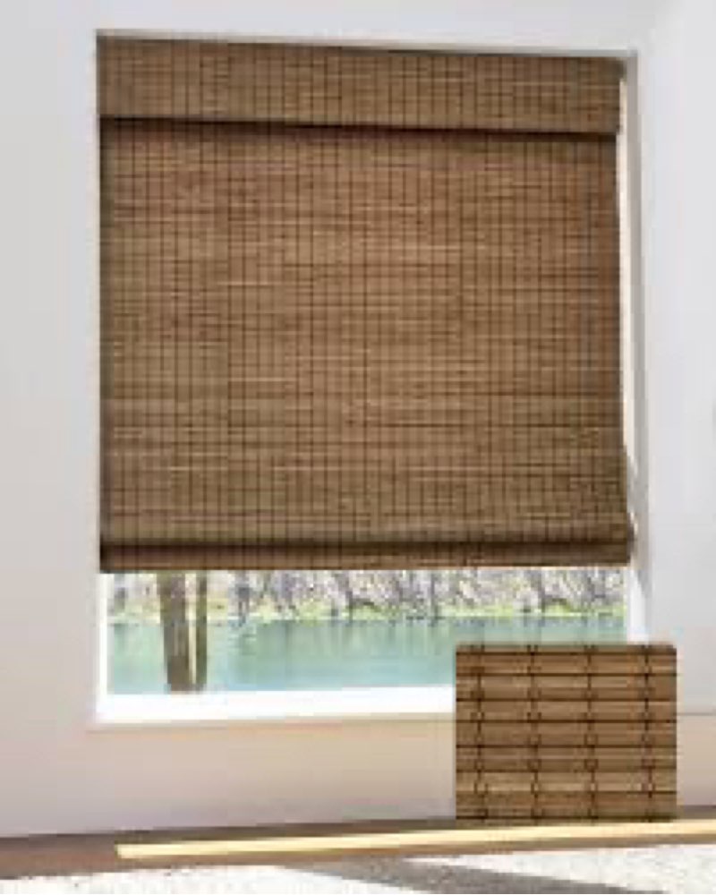 UNISHADES Cordless Bamboo Roman Shades for Windows, 100% Blackout Backing Fabric for Light Blocking,