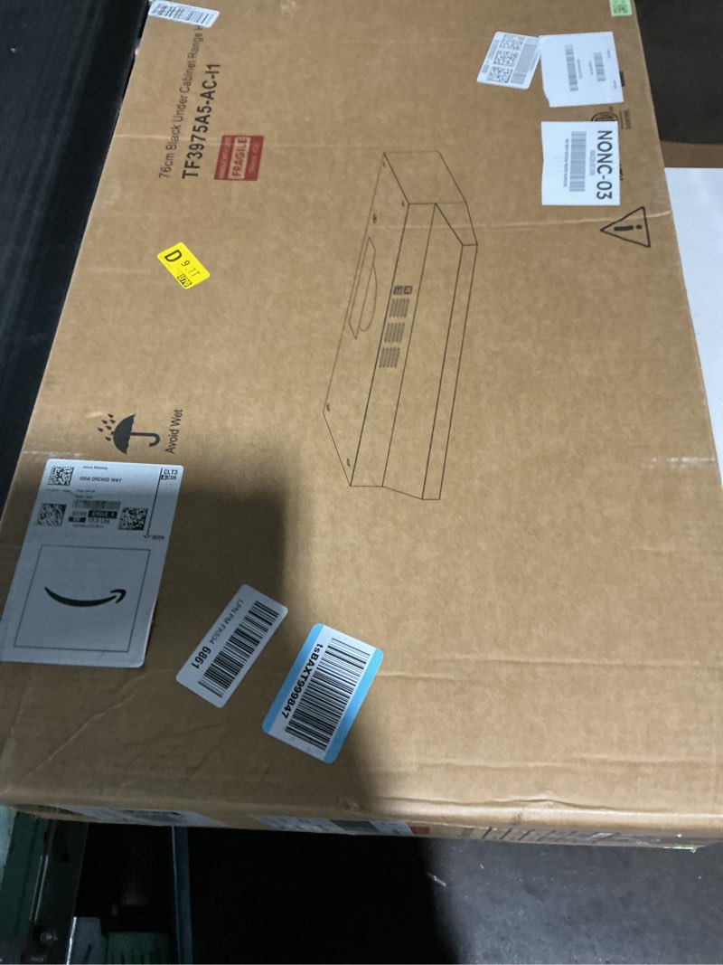 Condition photo showing Good Condition for under cabinet range hood 30 inch, ducted/ductless convertible kitchen stove hood, stainless steel vent hood w/rocker button control, 2 speeds exhaust fan, 280cfm, black 30 inch black