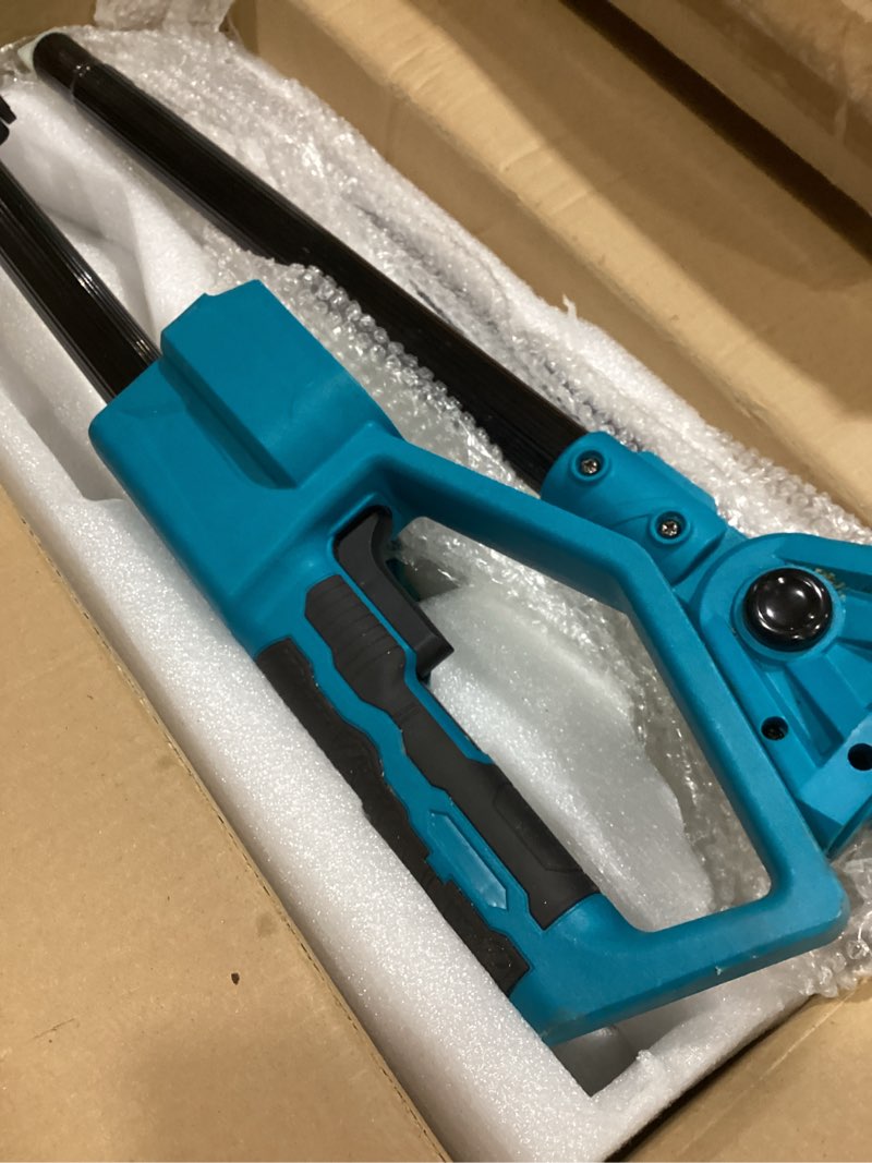 Condition photo showing As Is for seesii mini chainsaw, 6-inch mini chainsaw cordless, handheld electric power chain saw with 2 batteries, for tree trimming wood cutting, best gifts for father, dad, husband, men blue