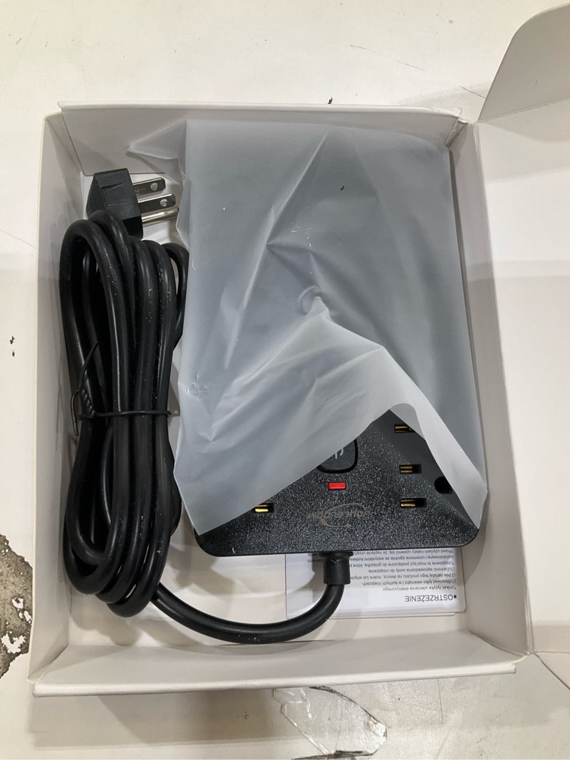 Condition photo showing Good Condition for 6 ft flat plug surge protector power strip,11 multiple ac outlets with 6 usb ports (2 usb c), 6 feet extension cord, 1250w/10a, one touch switch button, 17 in 1 compact powerstrip 6 ft black