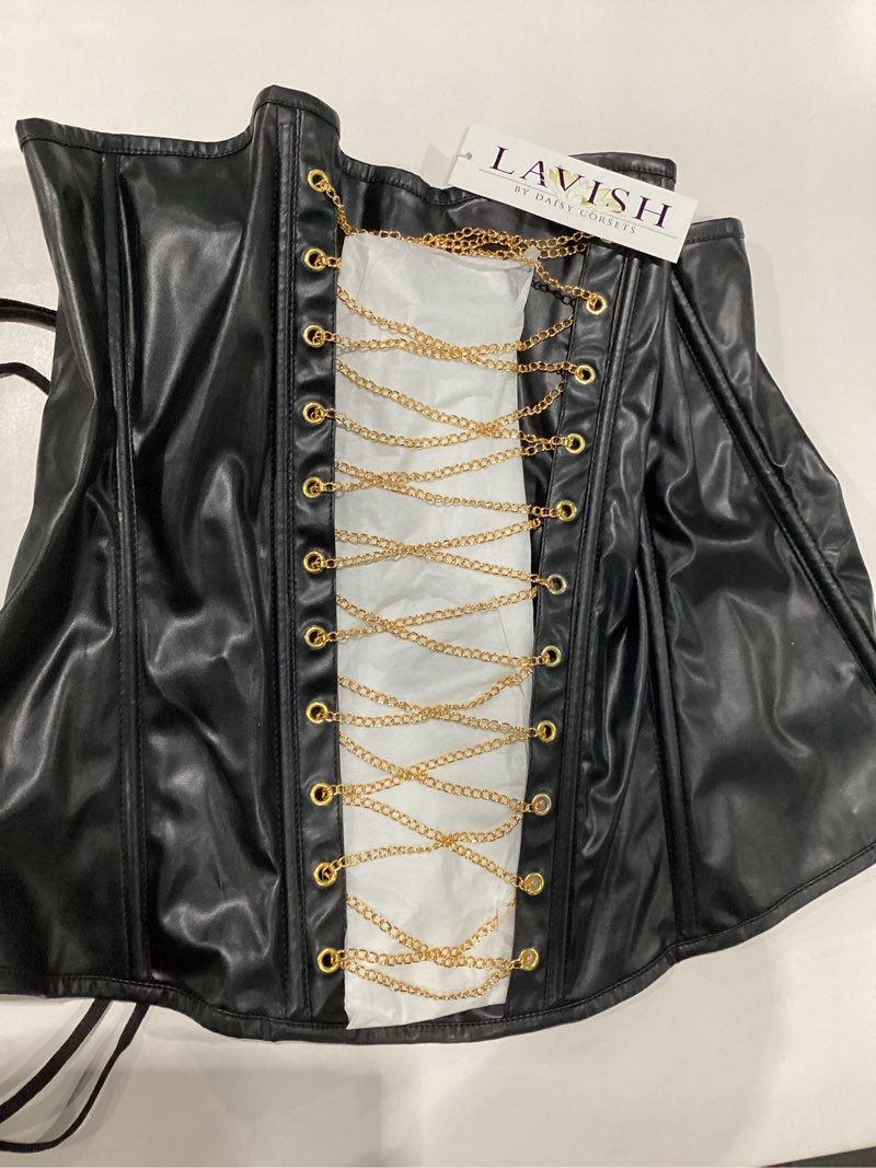 Lavish by Daisy Corsets black leather gold chains 