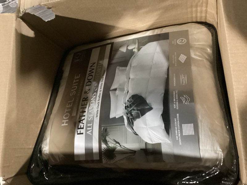 hotel suite luxurious feather and down comforter duvet insert full/queen size, 100% cotton cover, ho