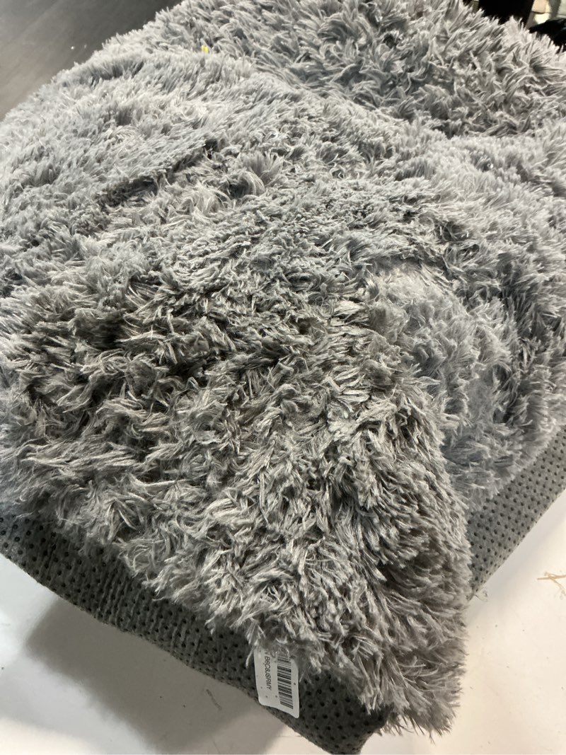 Condition photo showing As Is for fluffy area rug living room: grey shag rug 6x9 plush rugs for living room - large fuzzy soft carpet (gray 6x9 feet) grey 6' x 9' (rectangular)