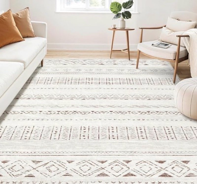 Large Living Room Area Rug 7x9: Soft Machine Washable Boho Moroccan Farmhouse Rugs for Bedroom Under