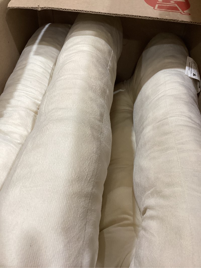 Condition photo showing New/Like New for Meditation Floor Pillow Set of 2, Square Large Pillows Seating for Adults, Meditation Cushion Pillow,Tufted Corduroy Cushion for Tatami Living Room or Yoga, Beige, 22x22 Inch Beige 2