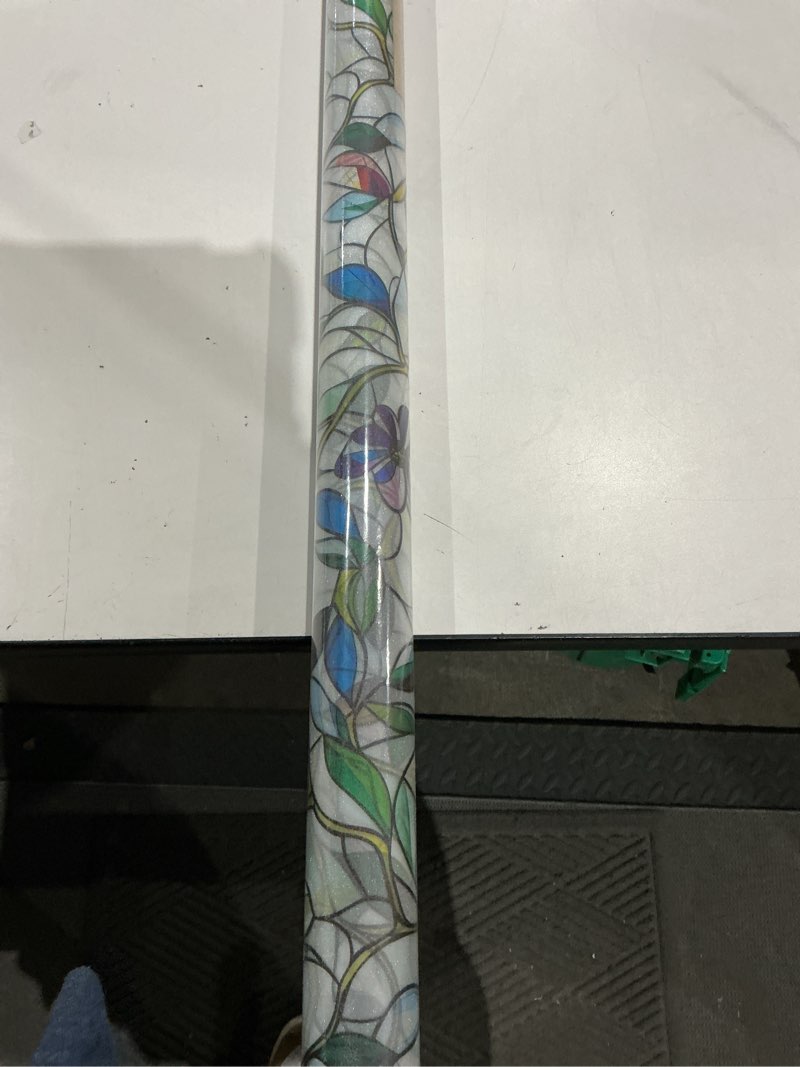 Condition photo showing New/Like New for window film, frosted privacy, one way tint, uv block, heat insulation, anti-glare, static cling, renter friendly for home bathroom door frosted purple flower 45*156