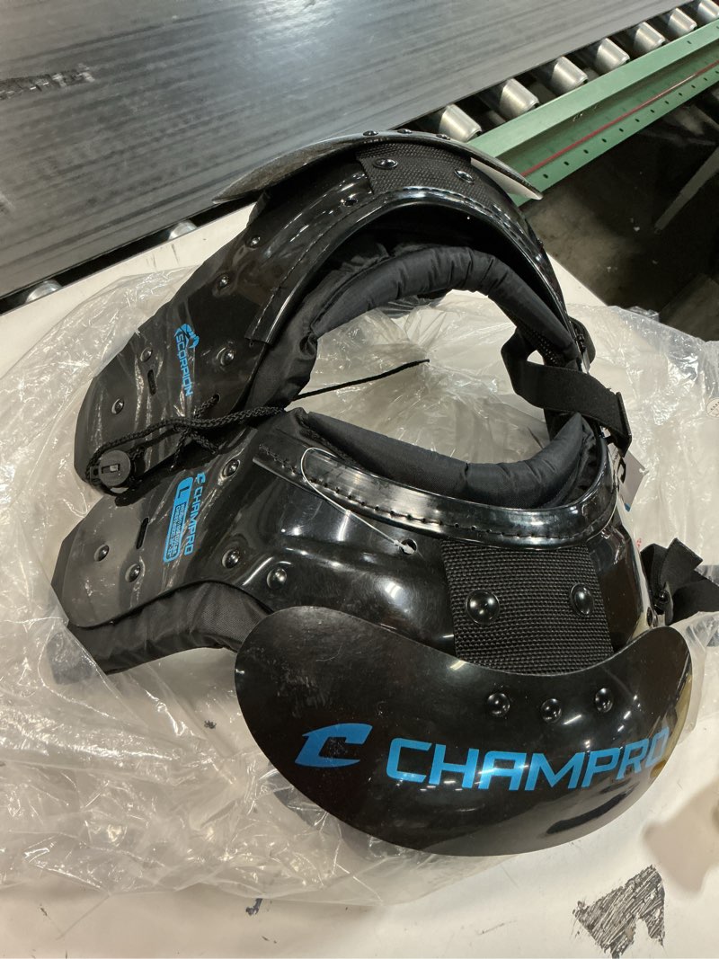 Condition photo showing Good Condition for champro scorpion youth football shoulder pad black, blue large(size l)