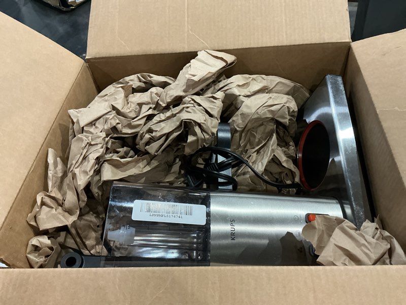 Condition photo showing As Is for krups essential brewer 8 cup drip coffee maker machine, sca-certified, blooming technology, barista-quality, pour over coffee machine, easy to clean, stainless steel design, silver 8-cup automatic pour-over coffee maker
