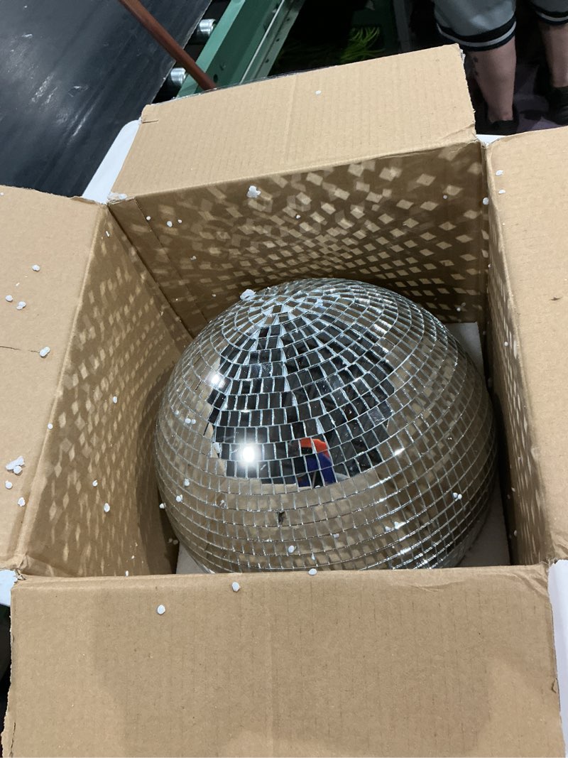 Condition photo showing Good Condition for disco ball 12-inch – large hanging mirror ball disco ball decor for disco party decorations, weddings, events, disco christmas decor, and home celebrations 12 in