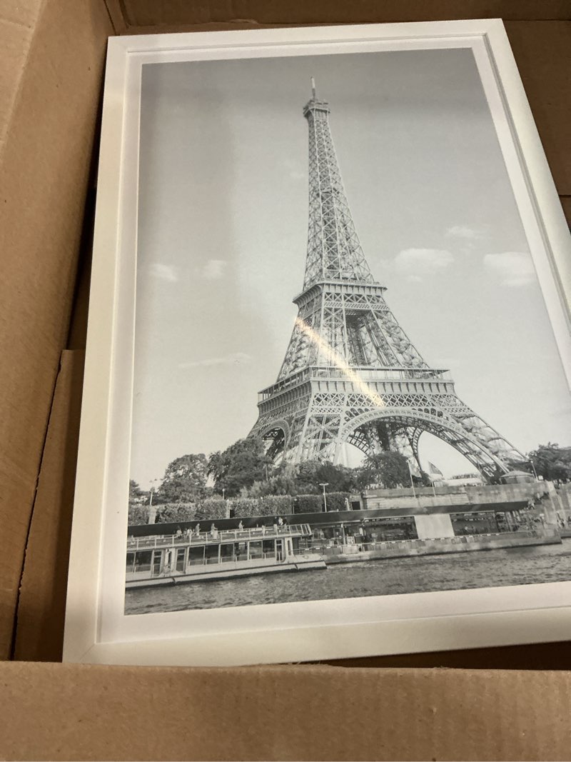 Condition photo showing Good Condition for upsimples 12x18 picture frame, display pictures 11x17 with mat or 12 x 18 without, wall hanging poster frames, white, 1 pack white 12x18