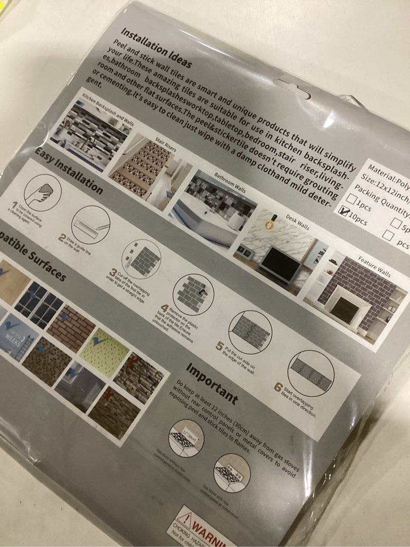 Condition photo showing New/Like New for Alwayspon 10 Sheets 12" x12'' Retro Red 3D Vinyl Backsplash Tiles, Self-Adhesive Peel and Stick Wall Tile Stickers Stick on Subway Tiles for Kitchen Bathroom Wall 10 Retro Red