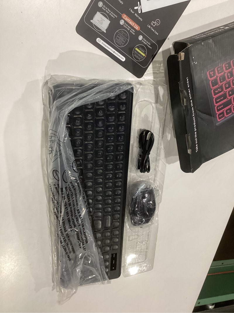 Condition photo showing Good Condition for wireless keyboard and mouse combo, rgb backlit, rechargeable & light up letters, full-size, soft typing, sleep mode, 2.4ghz quiet keyboard set for mac, windows, laptop, pc, trueque (black), not tested