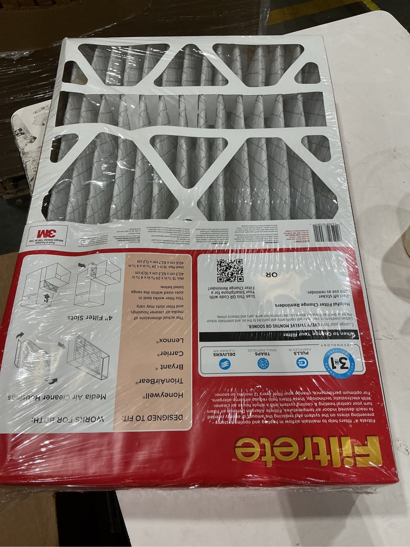 Condition photo showing Good Condition for filtrete 16x25x4 ac furnace air filter, mpr 1000, merv 11, fits lennox & honeywell devices, allergen defense, electrostatic air cleaning filter, 4-pack (actual size 15.88 x 24.56 x 4.31)