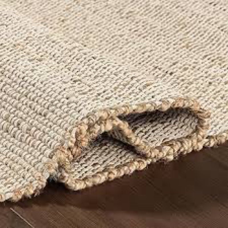 nuloom 5x8 elfriede jute & cotton hand woven area rug, natural, solid rustic farmhouse style, weaved design, natural fiber, for bedroom, living room, dining room, hallway, office, entryway