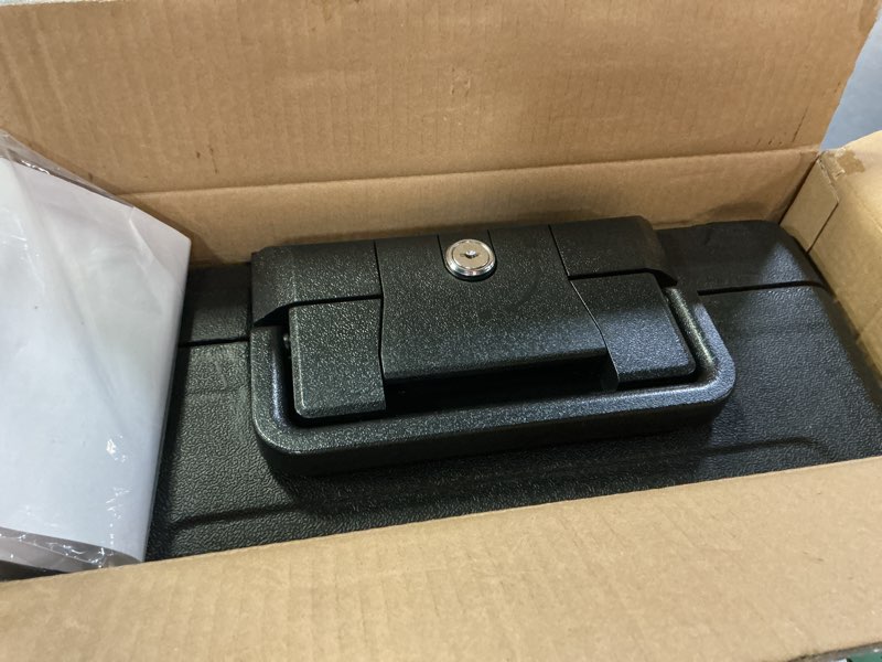 Condition photo showing Good Condition for fire chest with mechanical key, 0.22 cu. ft, black