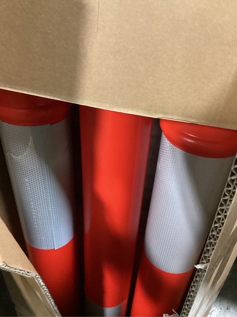 Condition photo showing Good Condition for BATTIFE 45" Delineator Post with Base, Orange Traffic Delineator Cones with Reflective Collar for Driving Practice, Construction Work (3 Pack) 45 inch Orange 3