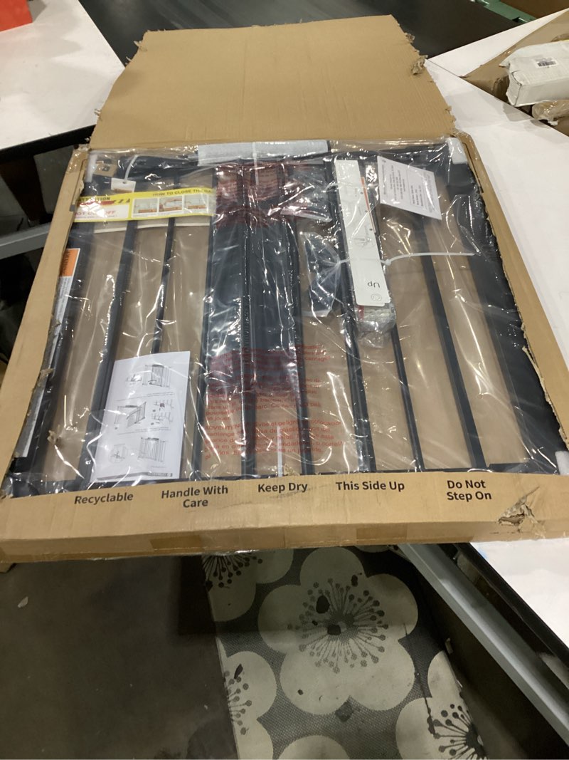 Condition photo showing Good Condition for cumbor 29.7-40.6" baby gate for stairs, mom's choice awards winner-dog gate for doorways, pressure mounted auto-close pet gates for dogs indoor, safety child gate with easy walk thru door, black black 29.7-40.6"w x 30.5"h