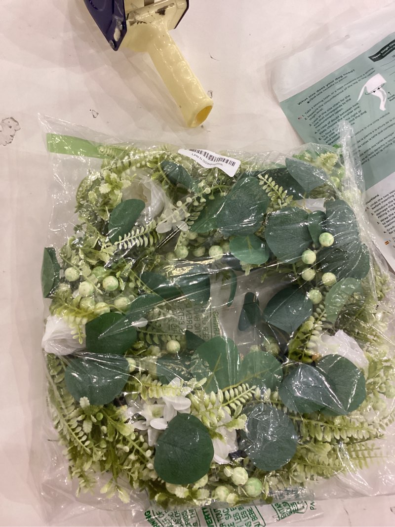 IPLNTS Spring Summer Wreaths for Front Door Artificial Rose Eucalyptus Berries Green Wreath Spring S