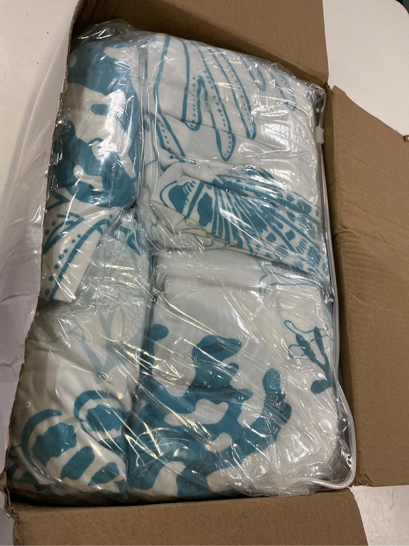 Condition photo showing New/Like New for newwiee 12 pcs patio cushion covers outdoor stretch sofa couch cover replacement couch slipcover sofa seat chair porch patio furniture protector, flexibility washable(light blue,ocean) light blue ocean