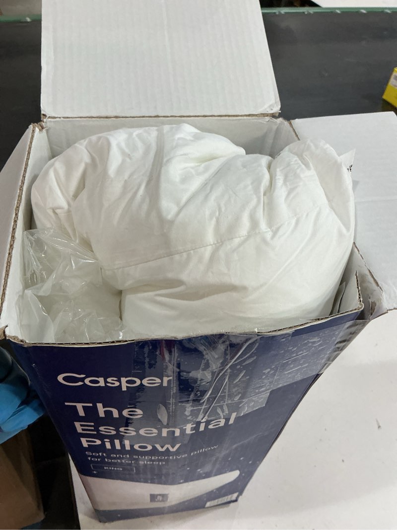 Condition photo showing As Is for casper sleep essential pillow for sleeping, king, white king essential pillow single pack