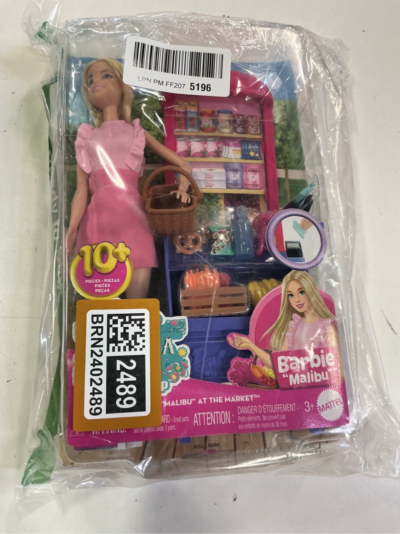 Condition photo showing New/Like New for Barbie and Teresa Recipe for Friendship Fashion Doll & Playset, Malibu at The Market Theme with 11 Accessories Including Market Stand & Food
