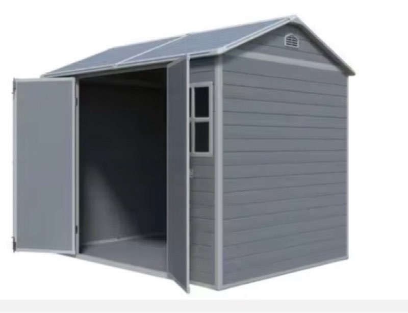 (incomplete box 3 of 4) (different color to stock photo) 8'x6'ft outdoor garden resin storage shed outdoor shed with window and door