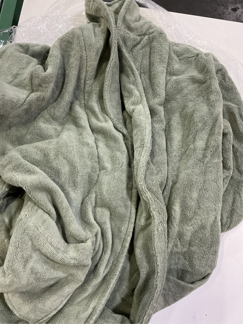 Condition photo showing Good Condition for turkish cotton terry robe, m, sage