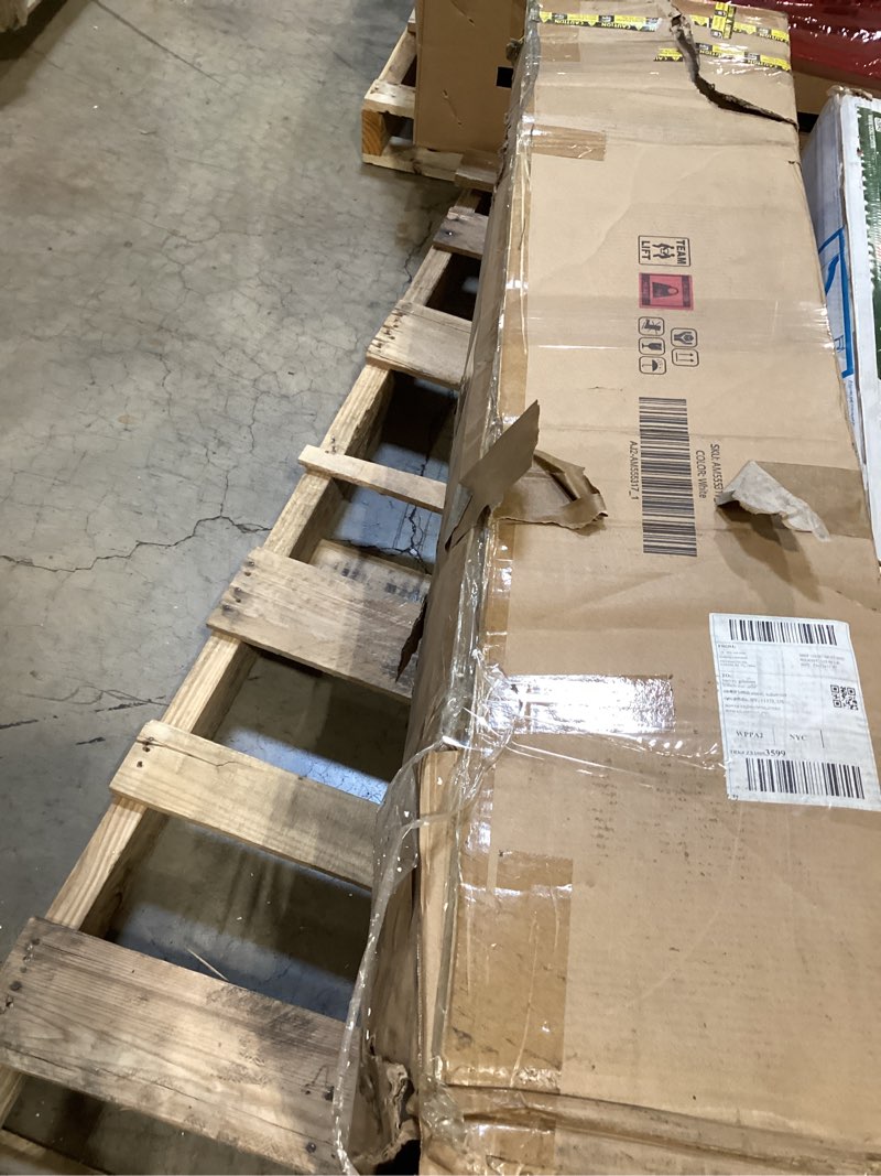 Condition photo showing Good Condition for lghm 80" fireplace tv stand for tvs up to 90 inch, electric fireplace with mantel, modern entertainment center with storage, realistic stacked stone surround and 3d flame effect for living room 80 inch white