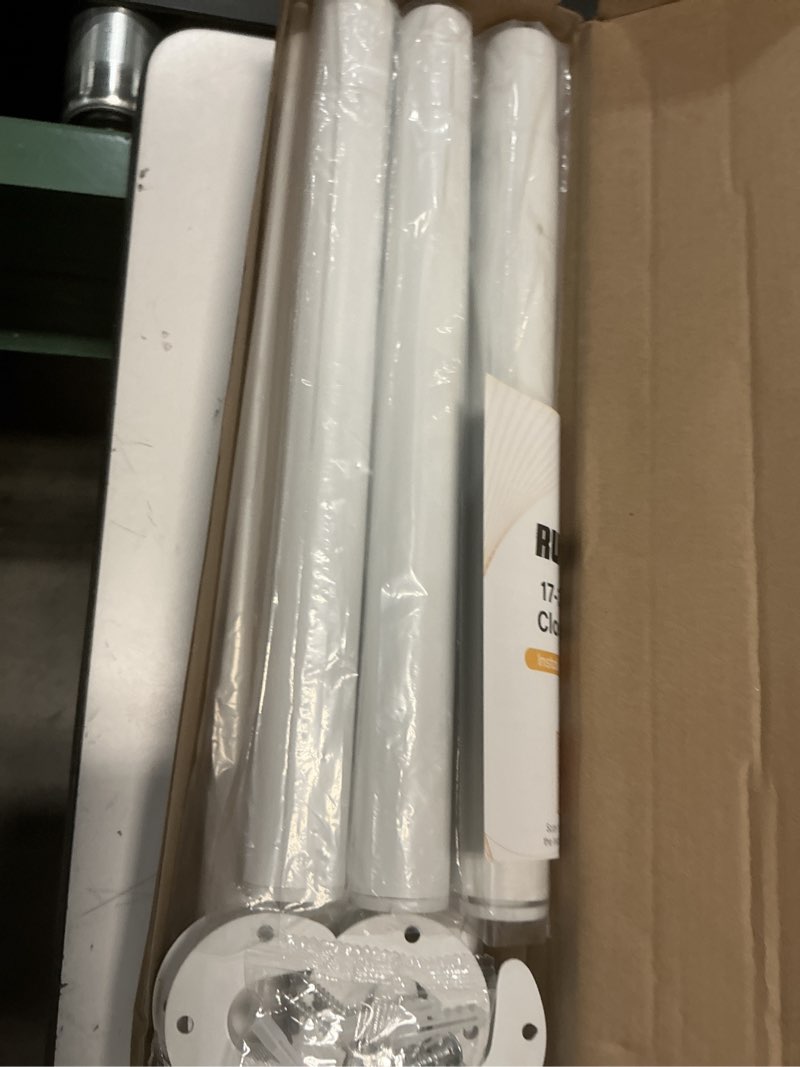 Condition photo showing New/Like New for 3 pack closet rods for hanging clothes, 17 to 39 inch heavy duty stepless adjustable closet hanging rod, 1.3 inch diameter metal closet rod for wardrobes laundry bedroom rv, white matte white 17-39in 3pack