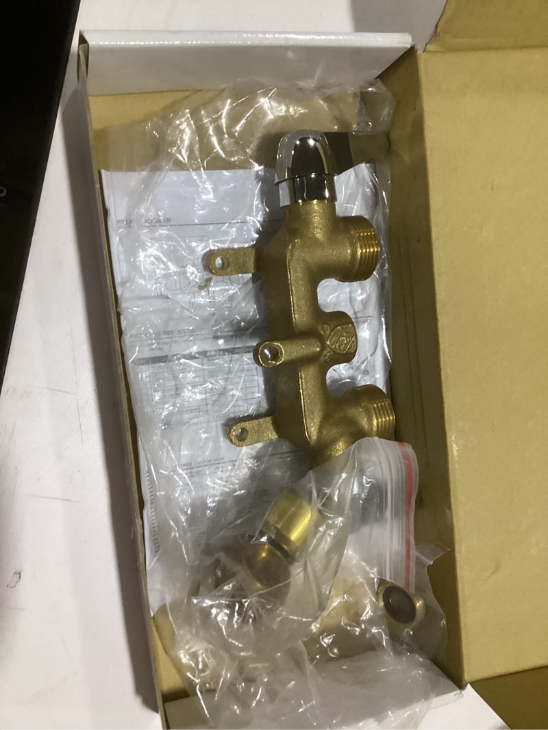 Condition photo showing As Is for **only handles** (missing spout)homewerks worldwide 3310-250-rb-b rough brass laundry faucet, no size rough brass laundry faucet no size