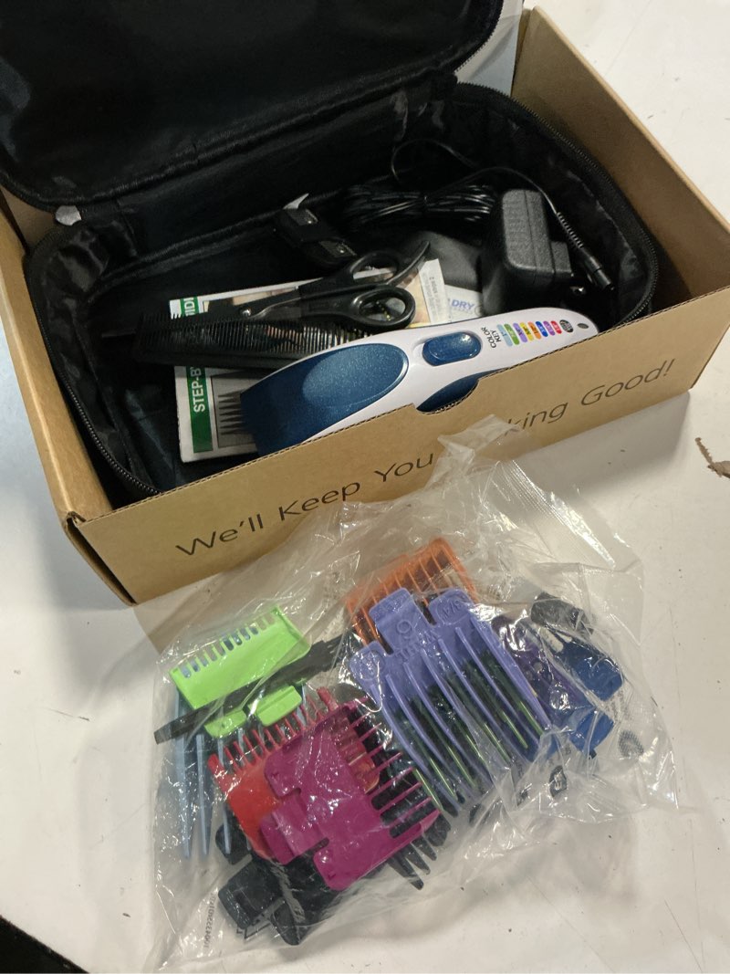 Condition photo showing Good Condition for wahl color pro cordless rechargeable hair clipper & trimmer – easy color-coded guide combs - for men, women, & children – model 9649p
