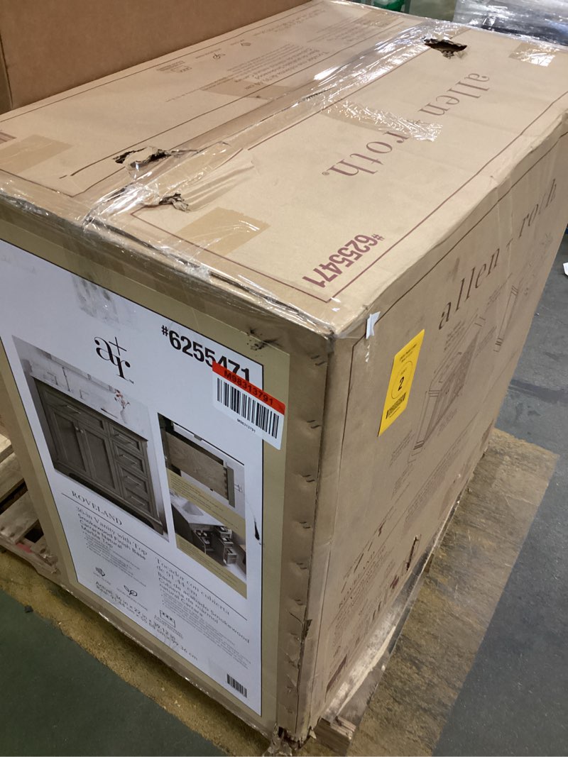 Condition photo showing New/Like New for  allen + roth Roveland 36-in Smokewood Undermount Single Sink Bathroom Vanity with