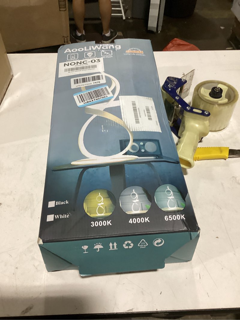Condition photo showing As Is for 21inch 20w 2700lm modern upscale desk light 3 color wireless remote control dimmer table lamp for living room,bedroom (chrome finsh)