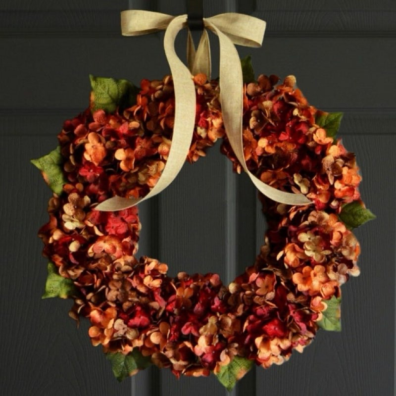  similar photo fall wreaths for front door, 22 inch autumn wreath with hydrangeas large fall door wreaths dark red 