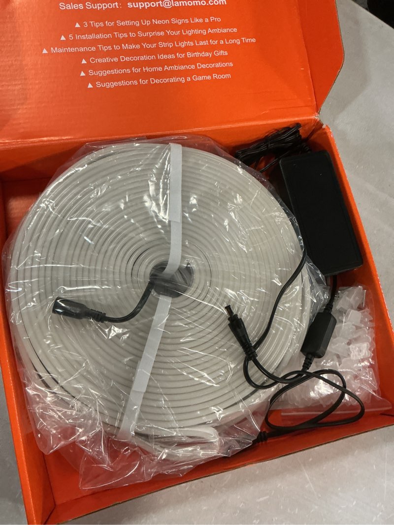 Condition photo showing Good Condition for lamomo led rope lights, 100ft warm white dimmable led strip lights, 24v waterproof flexible led light strip, cuttable silicone 3000k neon lights for bedroom indoor outdoor decor warm white 100ft