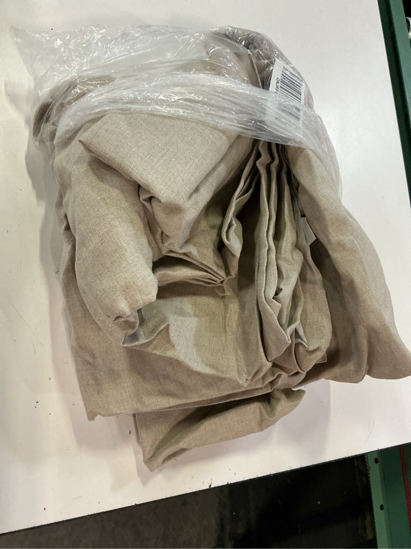 Condition photo showing Good Condition for coastal stripe linen cotton true blackout curtain, 48x84, ivory/navy