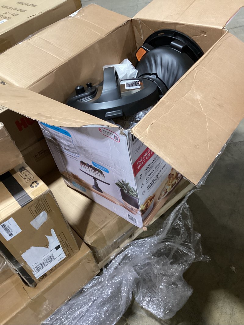 Condition photo showing As Is for instant pot duo crisp 11-in-1 air fryer and electric pressure cooker combo with multicooker lids that fries, steams, slow cooks, dehydrates,free app with over 800 recipes, black/stainless steel, 8qt
