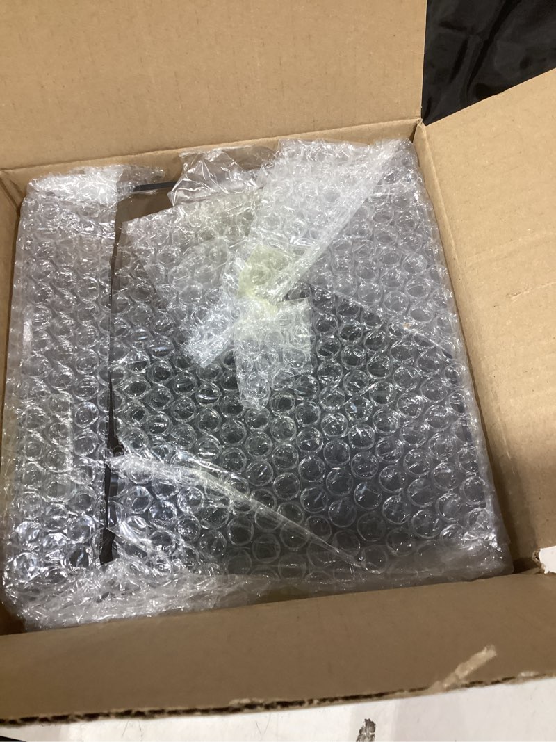 Condition photo showing New/Like New for acrylic box with black base, simple self-assembly clear trophy display case with lid, countertop clear square acrylic box cube storage containers for office home, 7x7x7inch cube-7x7x7in