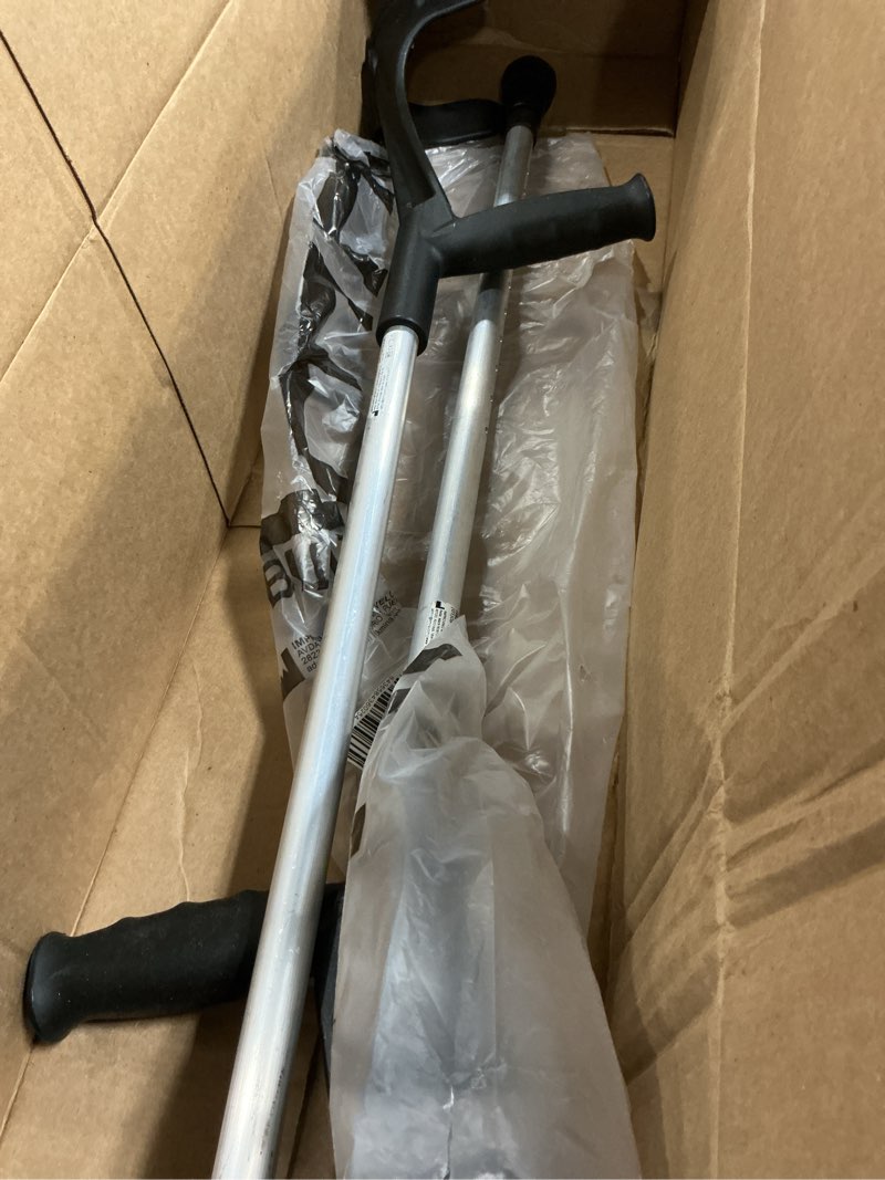 Condition photo showing Good Condition for pepe mobility forearm crutches for adults (x2 units) open cuff, adjustable height, aluminium, lightweight elbow crutches, made in europe black