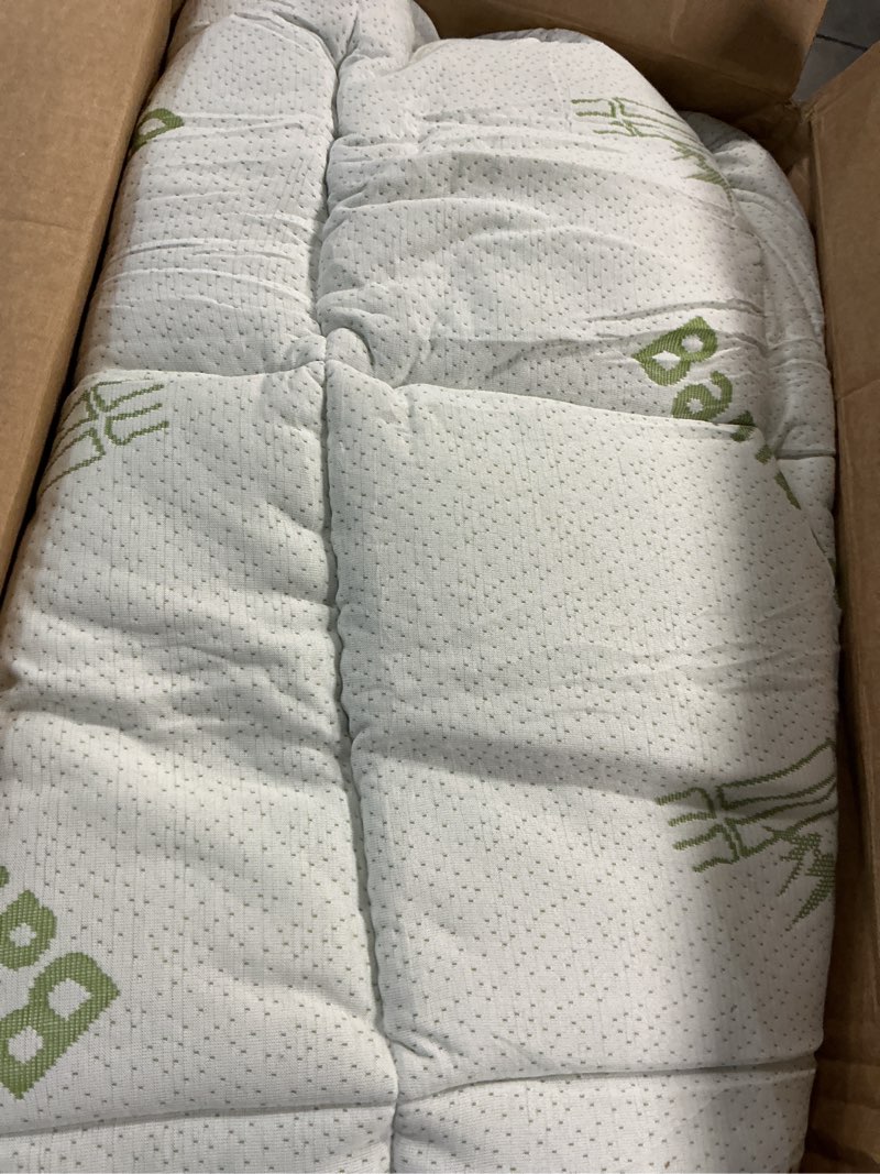 Condition photo showing As Is for mattress topper king size viscose derived from bamboo, thick soft pillow top mattress pad cover for back pain, mattress protector with 8-21 inch deep pocket, white