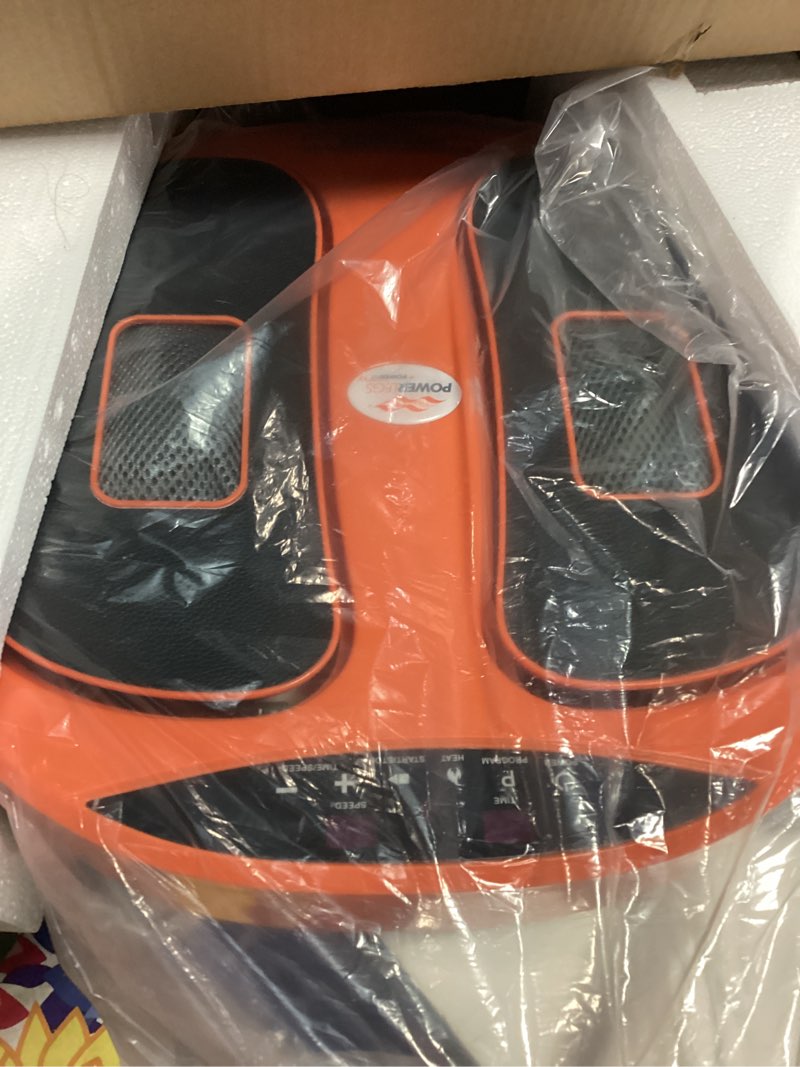 Condition photo showing As Is for Powerfit Power Legs Electric Foot Massager Machine with Heat - Heated Foot Massager for Neuropathy Pain Circulation - Feet Massager for Pain Relief with Remote Control Orange With Heat