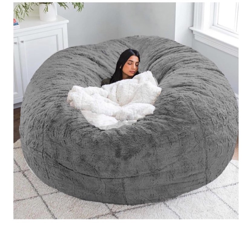 Large grey fleece bean bag