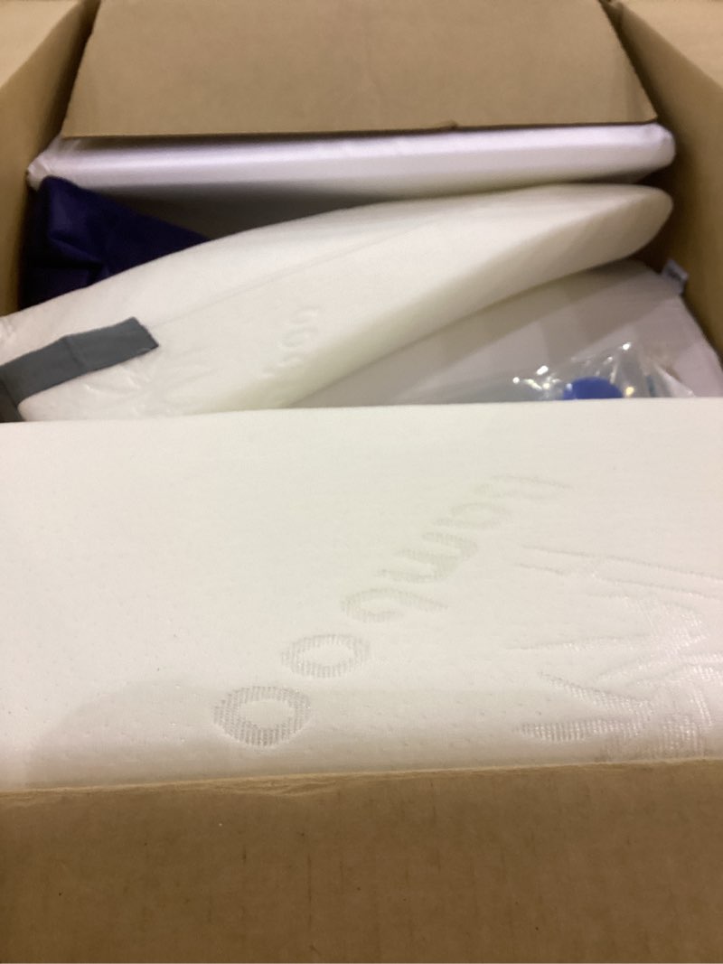 Condition photo showing Good Condition for lunix 4pcs orthopedic bed wedge pillow set, post surgery memory foam for back, knee, leg pain relief, sitting pillow for sleeping, acid reflux, gerd, with hot cold pack, navy white navy