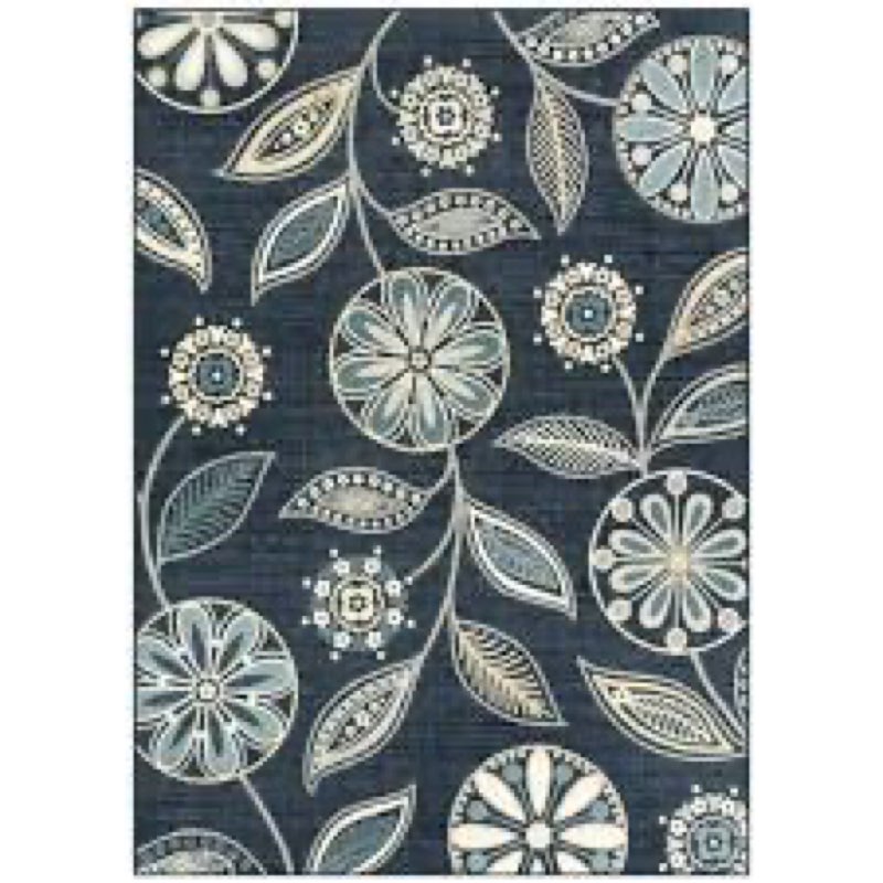 maples rugs reggie floral area rug - made in usa - low pile, non slip, pet-friendly mat for living r