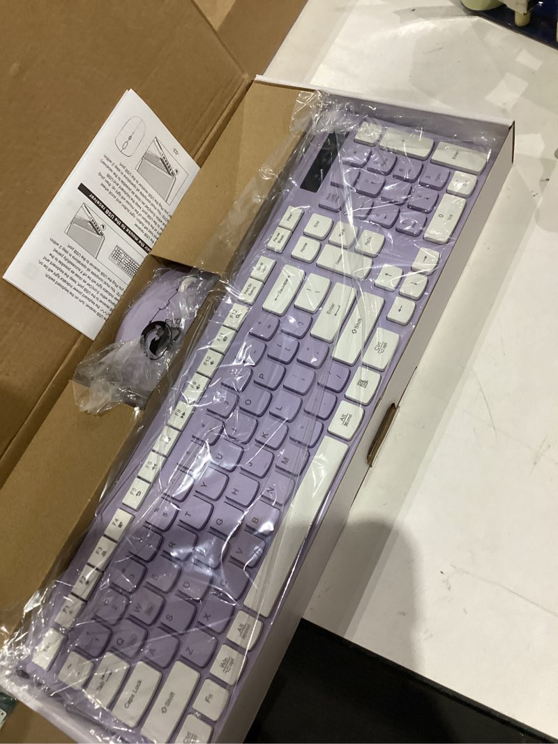 Wireless Keyboard and Mouse Combo, Full-Sized Wireless Keyboard and Adjustable DPI Mouse, 2.4GHz USB