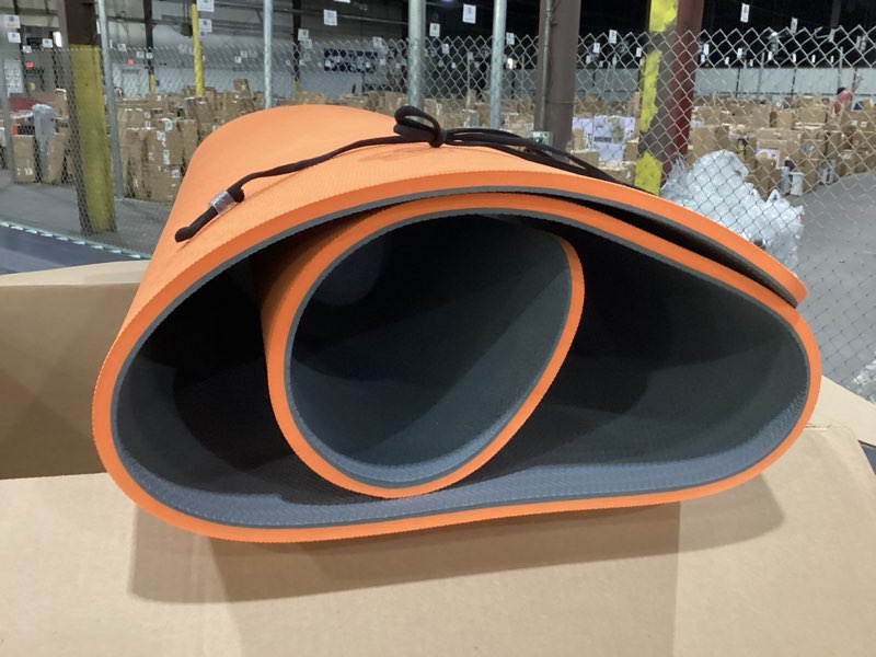 Condition photo showing Good Condition for hatha yoga extra thick tpe yoga mat - 72"x 32" thickness 1/2 inch -eco friendly sgs certified - with high density anti-tear exercise bolster for home gym travel & floor outside orange/gray